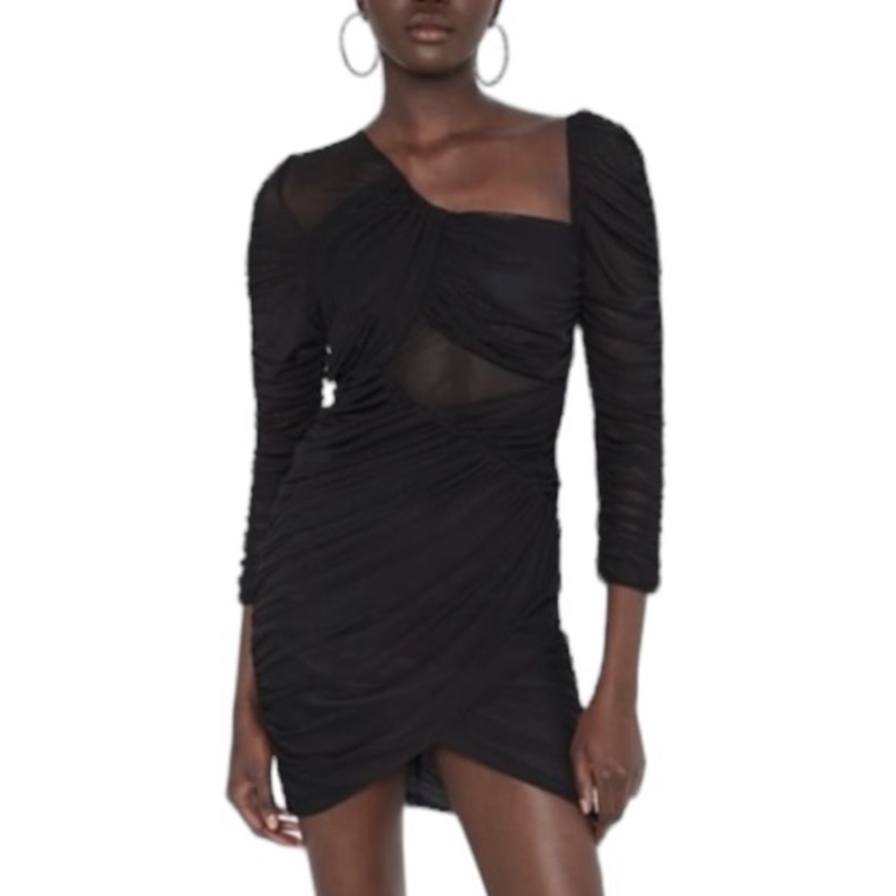 Zara Festive Days Short Dress Gathered Mesh with Ruching NEW! SZS